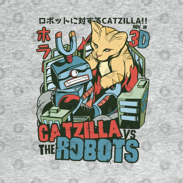 Catzilla vs Robots by Safdesignx